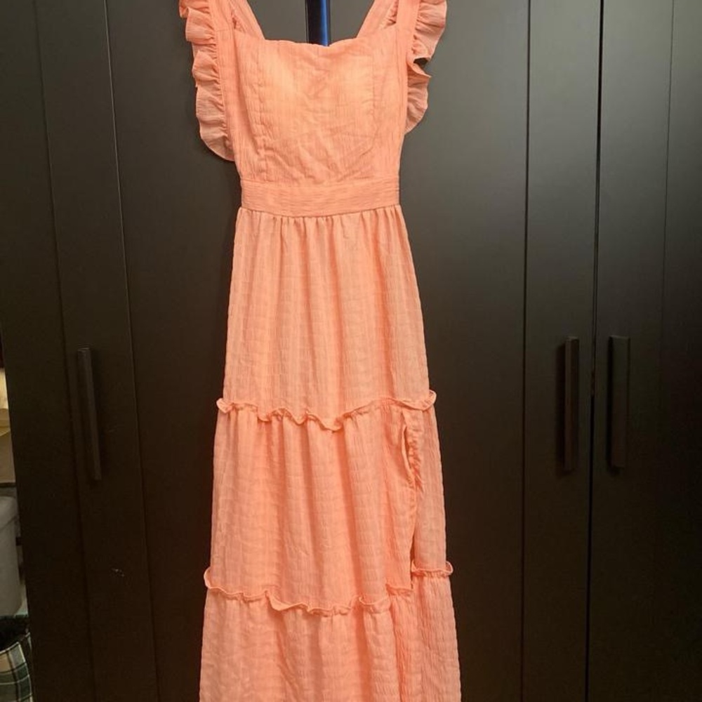 Peach Ruffle Maxi Dress